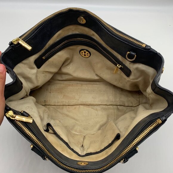 Tory Burch Black Saffiano Leather Robinson Double Zip Convertible Satchel - Picture 10 of 12